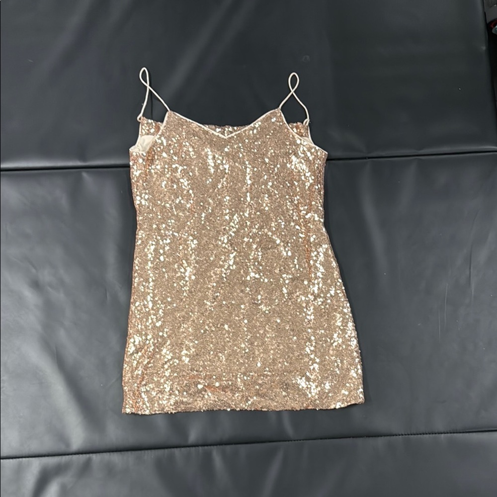 NBD Sequin Mini Dress in Gold